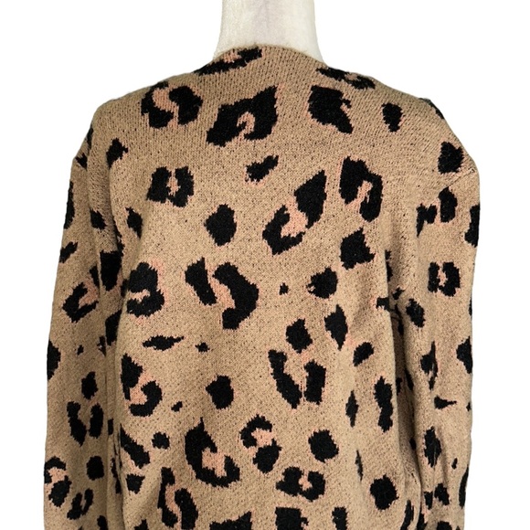 Guess Nala Leopard Fuzzy Puff Sleeve Oversized Sweater - L - Picture 9 of 15